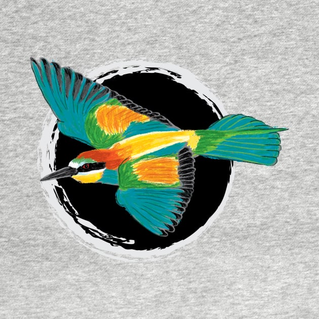 Nice Artwork showing an European Bee-Eater in Flight V by JDHegemann